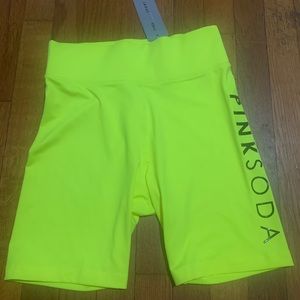 Pink Soda Sport Neon Yellow Biker Shorts